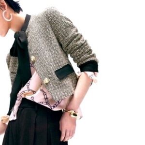 NWT Zara Bow Trimmed Textured Blazer Size XS